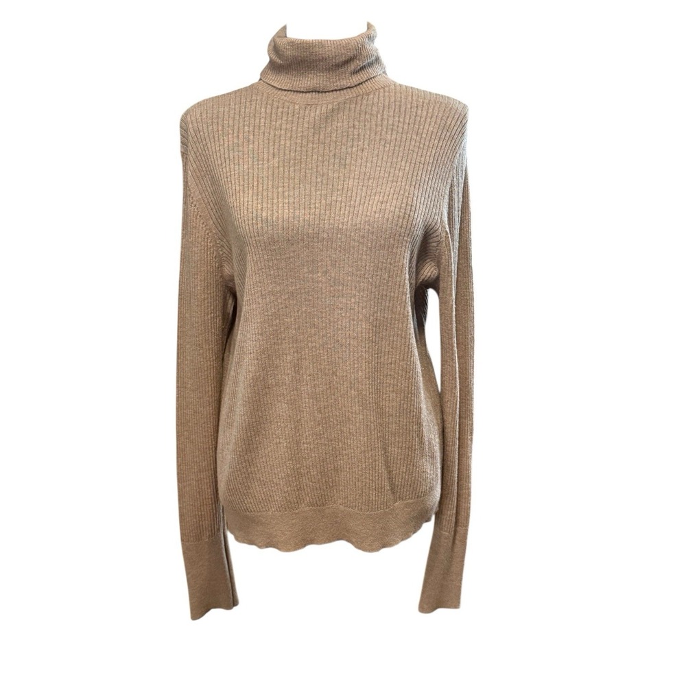 Reiss Turtleneck Wool Alpaca Blend Camel Sophia Sweater Minimalist Luxury SZ XL